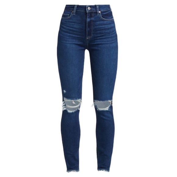 PAIGE Denim - PAIGE Cheeky Ankle Ultra High Rise Skinny Soliel Destructed Size 32 #199